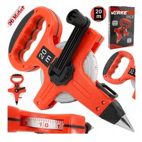 MIARA TAŚMA MIERNICZA METRÓWKA TAŚMOWA ZWIJANA MIARKA Z UCHWYTEM ZIEMIĘ 20M