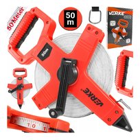 MIARA TAŚMA MIERNICZA METRÓWKA TAŚMOWA ZWIJANA MIARKA Z UCHWYTEM ZIEMIĘ 50M