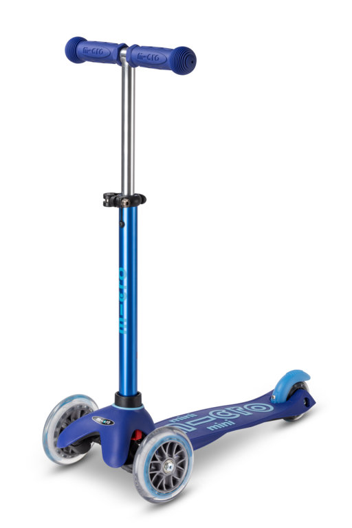 Micro, regulowana hulajnoga trójkołowa z antypoślizgowym podestem, Mini Micro Deluxe Blue