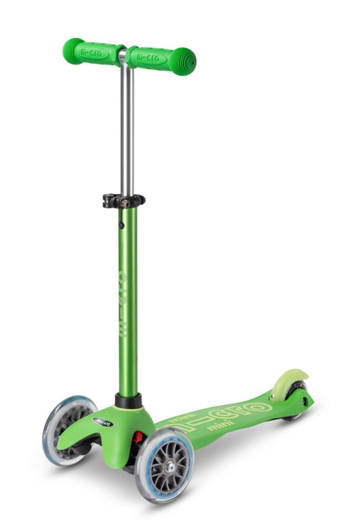 Micro, regulowana hulajnoga trójkołowa z antypoślizgowym podestem, Mini Micro Deluxe Green