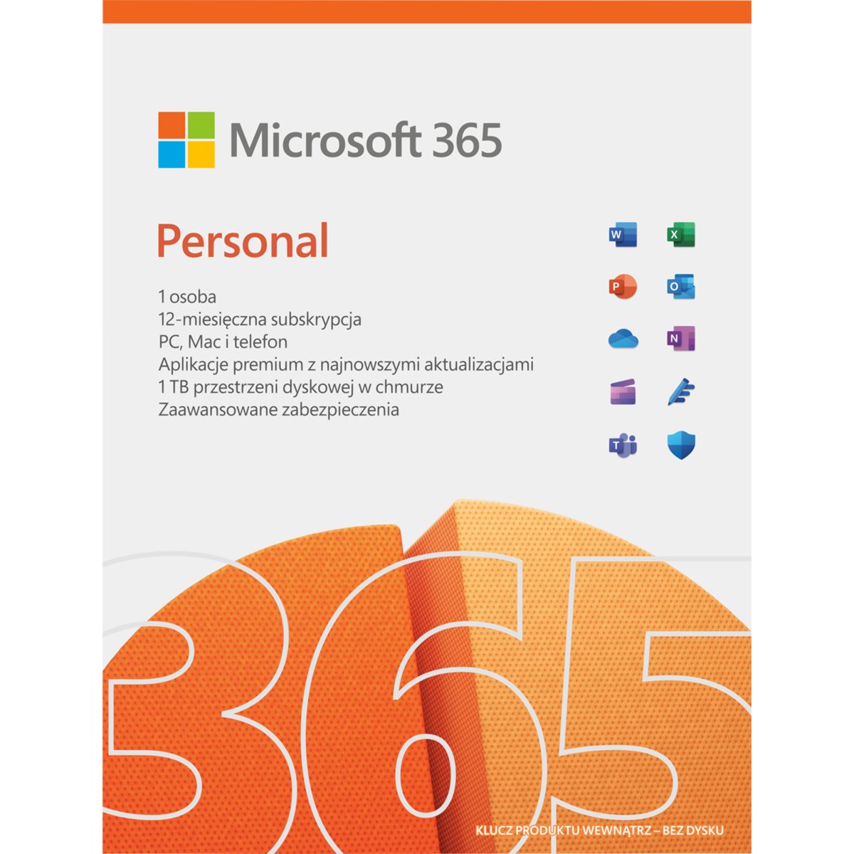 Microsoft 365 Personal 12ヶ月 Microsoft 365 Personal FPP (Box), 12 miesięcy, 1 stanowisko