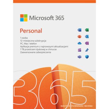 Microsoft 365 Personal FPP (Box), 12 miesięcy, 1 stanowisko - Microsoft