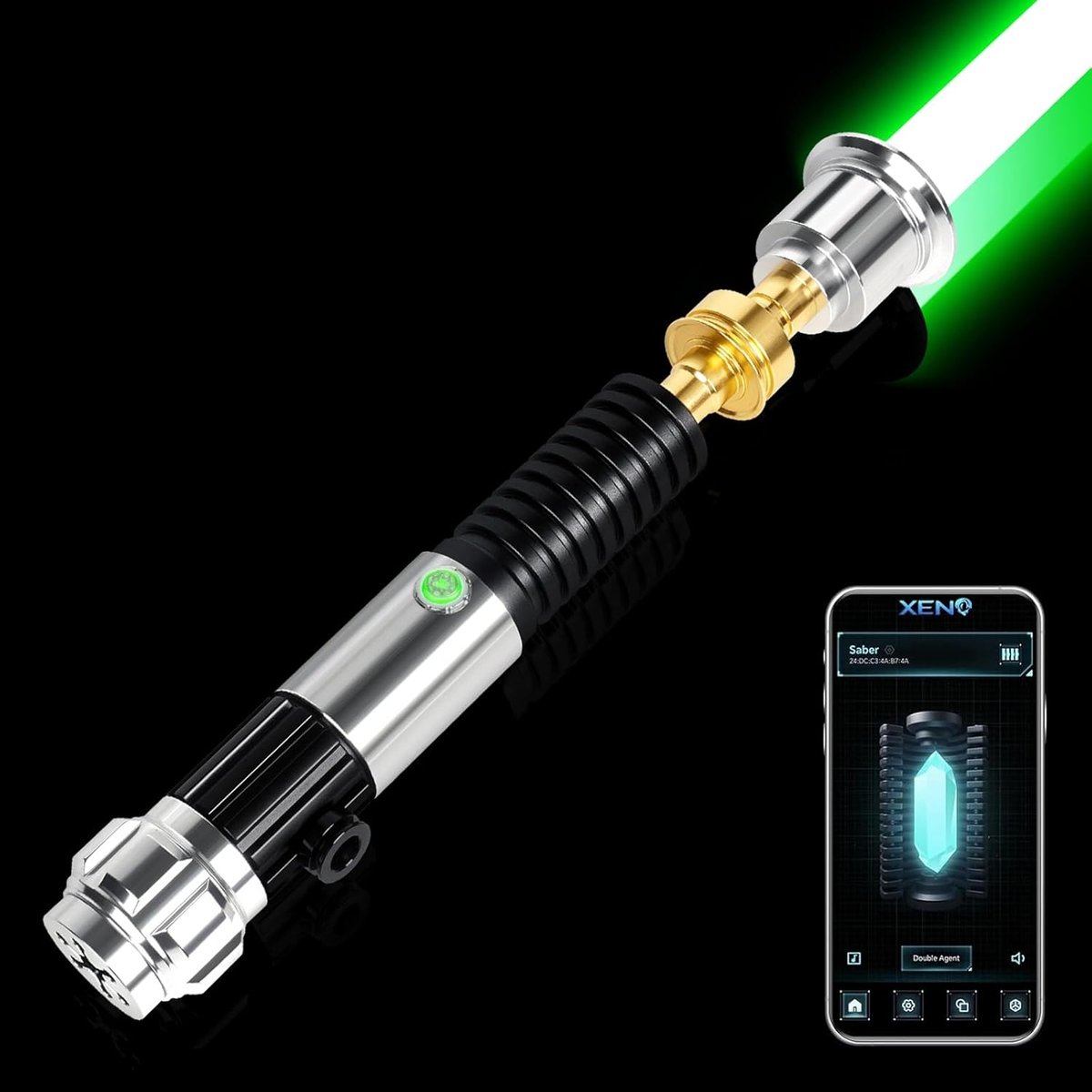 Smooth Swing FX Duell-lichtzwaarden – RGB 12 kleuren, veranderbare lichtzwaard-upgrade, 12 modus-geluiden, metalen handgreep sabelzwaarden voor volwassenen, echt zwaar duel, zilver