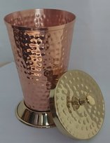 Miedziany kubek oriental + pokrywka 400 ml.