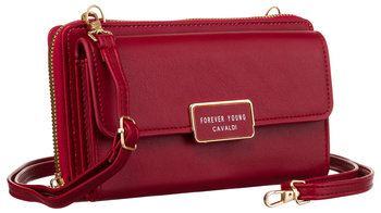 Miejska torebka-portfel ze skóry ekologicznej na ramię z kieszenią na telefon Cavaldi, czerwony - 4U CAVALDI