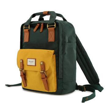 Miejski pojemny plecak damski podróżny na laptopa A4 z wodoodpornej tkaniny Himawari, zielony żółty - Himawari