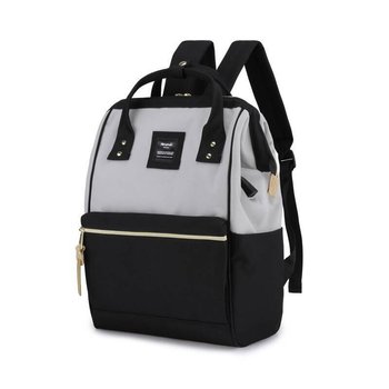 Miejski pojemny plecak do szkoły podróżny plecak na laptopa A4 z USB wodoodporna tkanina Himawari, czarny szary - Himawari