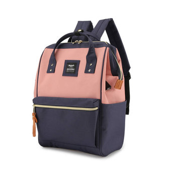 Miejski pojemny plecak do szkoły podróżny plecak na laptopa A4 z USB wodoodporna tkanina Himawari, granatowy różowy - Himawari