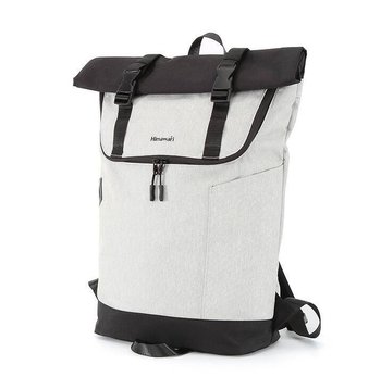 Miejski pojemny plecak roll top zwijany z wodoodpornej tkaniny plecak na laptopa Himawari, szary czarny - Himawari