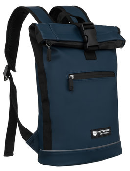 Miejski sportowy plecak worek z syntetycznego wodoodpornego materiału plecak do szkoły do pracy Peterson, granatowy - Peterson
