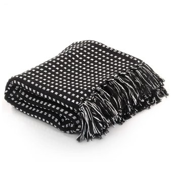 Miękka narzuta bawełniana, czarna, 125x150 cm - Inna marka
