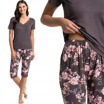 MIĘKKA PIŻAMA DAMSKA WISKOZOWA Z KORONKĄ SPODNIE 3/4 KOMFORTOWA MORAJ XXL PATT 1