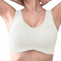 Miękki wygodny biustonosz bezszwowy stanik sportowy fitness top biały l 40
