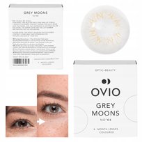 Miesięczne SOCZEWKI kontaktowe zerówki bezinwazyjne kolor POPIEL SZARY Ovio