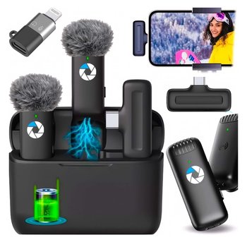 Mikrofon Bezprzewodowy 2szt Krawatowyi USB C Lighting do Telefonu Android IOS - GearPro