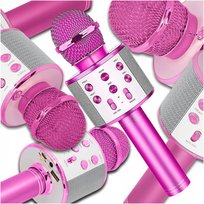 MIKROFON BEZPRZEWODOWY KARAOKE GŁOŚNIK BLUETOOTH NA PREZENT RÓŻOWY