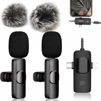 Mikrofon bezprzewodowy krawatowy 2x 3w1 USB-C Lighting 3.5 do iOS i Android