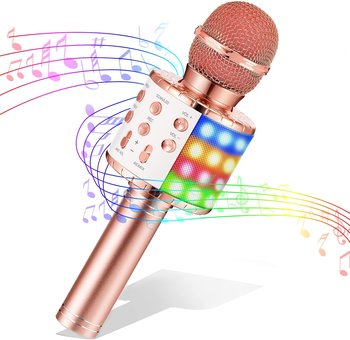 Mikrofon dla dzieci z diodą LED, prezent urodzinowy dla dziewczynki w wieku 3-10 lat, mikrofon do karaoke, zabawkowy mikrofon do karaoke, prezent świąteczny dla dziewczynki w wieku 3-10 lat - other