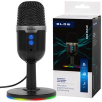 MIKROFON DO KOMPUTERA POJEMNOŚCIOWY GAMINGOWY STUDYJNY KARAOKE USB LED RGB Blow