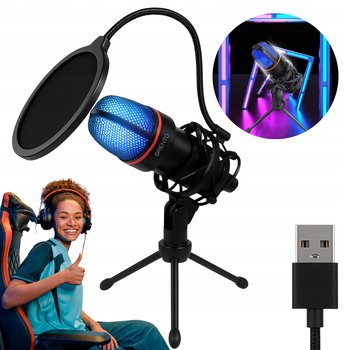 MIKROFON DO KOMPUTERA POJEMNOŚCIOWY STUDYJNY KARAOKE STREAM GAMING USB RGB - Inny producent