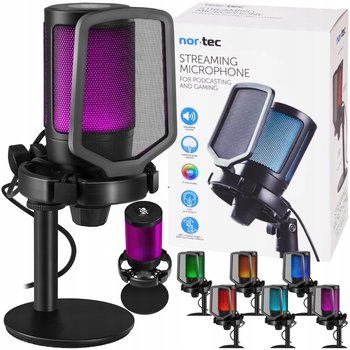 Mikrofon Do Streamingu Ze Światłem Led Gamingowy Usb Obracany Do Komputera - Nortec