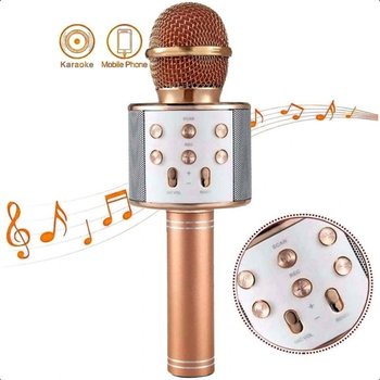 Mikrofon Karaoke Bezprzewodowy Głośnik Bluetooth Rose Gold - Inna marka
