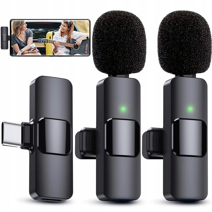 Mikrofon Krawatowy Bezprzewodowy Mini DOUBLE Zestaw k15 Streaming Wywiad
