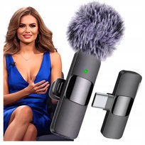 MIKROFON KRAWATOWY Z OSŁONĄ ANTYSZUMOWĄ DO TELEFONU IPHONE BLUETOOTH USB C