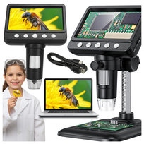 MIKROSKOP CYFROWY Z POWIĘKSZENIEM 1000x EKRAN HD 4,3" 8xLED WIDOK W PC + PL Inna marka
