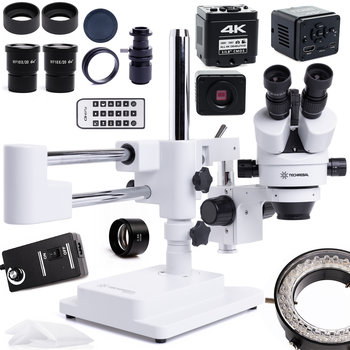 Mikroskop Optyczny Stereoskopowy Techrebal 10HW Regulowane oświetlenie 56x LED Soczewka 0,5 Kamera Black Pro 4K - Techrebal