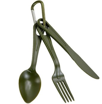 Mil-Tec Sztućce Niezbędnik z Karabińczykiem Olive - Mil-Tec