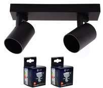 MiLAGRO oprawa Volf Spot czarny lampa kinkiet + 2 x żarówka LED 6,5W ZIMNA