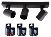 MiLAGRO oprawa Volf Spot czarny lampa kinkiet + 3 x żarówka LED 6,5W ZIMNA