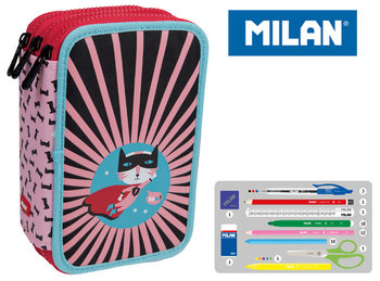 Milan, piórnik 3-poziomowy z wyposażeniem, Super Heroes, różowy - Milan