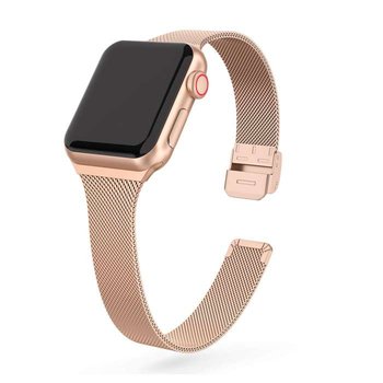 Milanese Z Zapięciem (Zwężana) Opaska Pasek Bransoleta Apple Watch 1/2/3/4/5/6/7/8/Se 38/40/41Mm Rose Gold - Bestphone