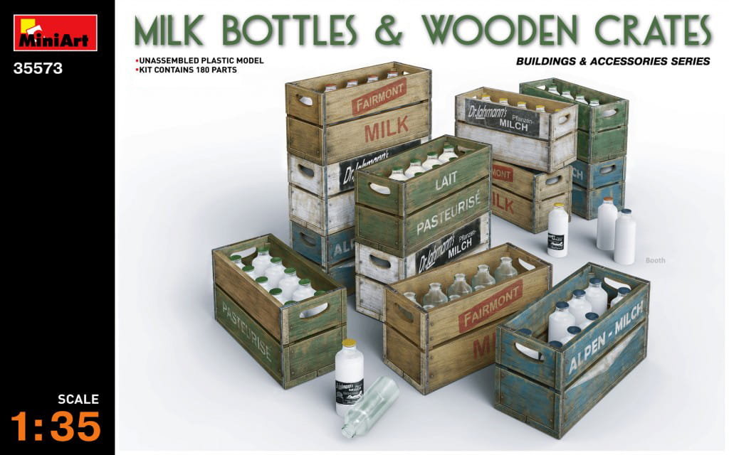 Фото - Збірна модель MiniArt Milk Bottles and Wooden Crates 1:35  35573 