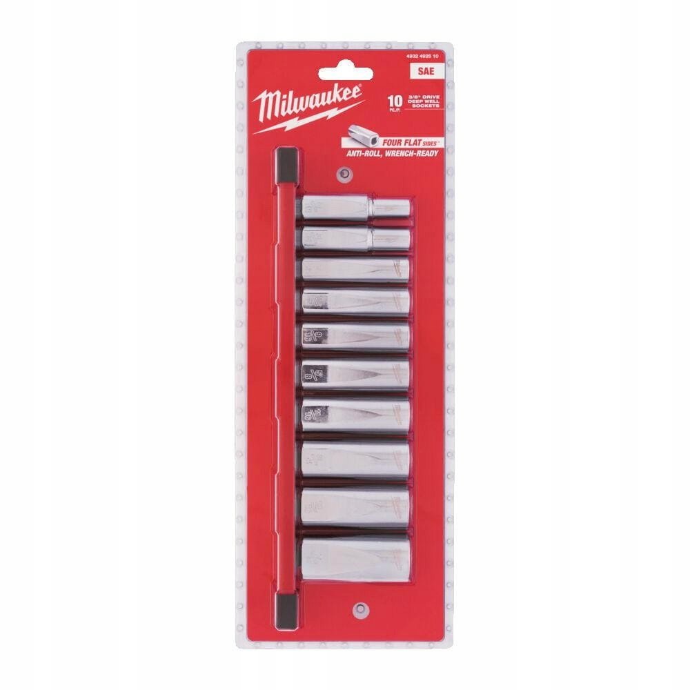 Milwaukee MILWAUKEE ZESTAW NASADEK 10 szt. 3/8" IMPERIALNE DŁUGIE