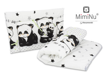 MimiNu by Kieczmerski, Kołdra, Poduszka, Panda, Biały/Szary, 100x135 cm - MimiNu by Kieczmerski