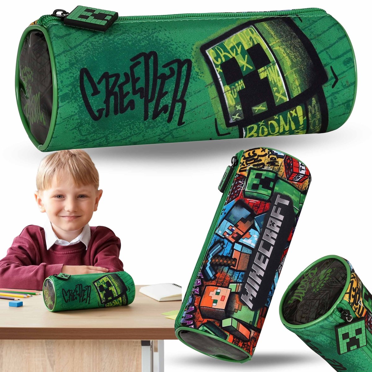 Minecraft Creeper Piórnik szkolny dla chłopca, TUBA, saszetka na ...