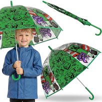 Minecraft Parasolka dziecięca NA ZATRZASK, SKŁADANY transparentny parasol MANUALNY 46cm Minecraft