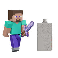 Minecraft Steve, Figurka, akcesorium i element do budowy, Seria Redstone Charged, dla dzieci 6+ i fanów JJR85 Minecraft