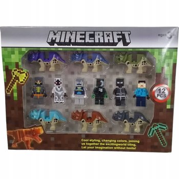 MINECRAFT ZESTAW 12 FIGUREK DINOZAURY KLOCKI FIGURKI Z GRY AKCESORIA 12w1 - Toys