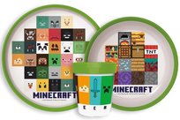 MINECRAFT ZESTAW NACZYŃ DZIECIĘCY ANTYPOŚLIZGOWY 3 ELEMENTY TALERZ MISKA KUBEK Stor