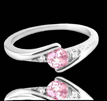 MINET Pierścien srebrny elegancki z różową cyrkonią wielkość 17
 cyrkoniami wielkość 45 - Inna marka