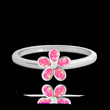MINET Pierścien srebrny KWIATY z różowymi opalami wielkość 10 - Inna marka