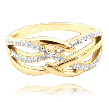 MINET Pozłacany luksusowy pierścien srebrny z białymi cyrkoniami wielkość 21 - MINET