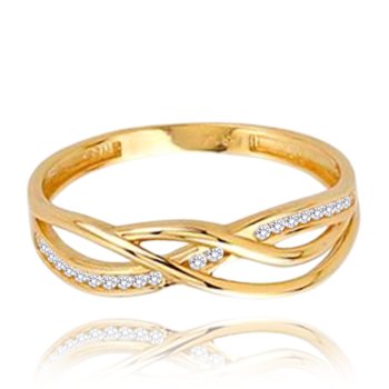 MINET Złoty spleciony pierścionek z białymi cyrkoniami Au 585/1000 rozm. 22 - 1,55g - Inna marka