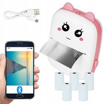 Mini drukarka przenośna do zdjęć różowa + 6 rolek