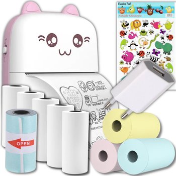 Mini Drukarka Termiczna Dla Dzieci + 10 Rolek Papieru Kotek + ŁADOWARKA + NAKLEJKI - Inny producent