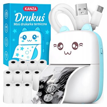 Mini Drukarka Termiczna Drukuś Niebieski Kotek C9 Dla Dzieci + 10 Rolek - Inny producent